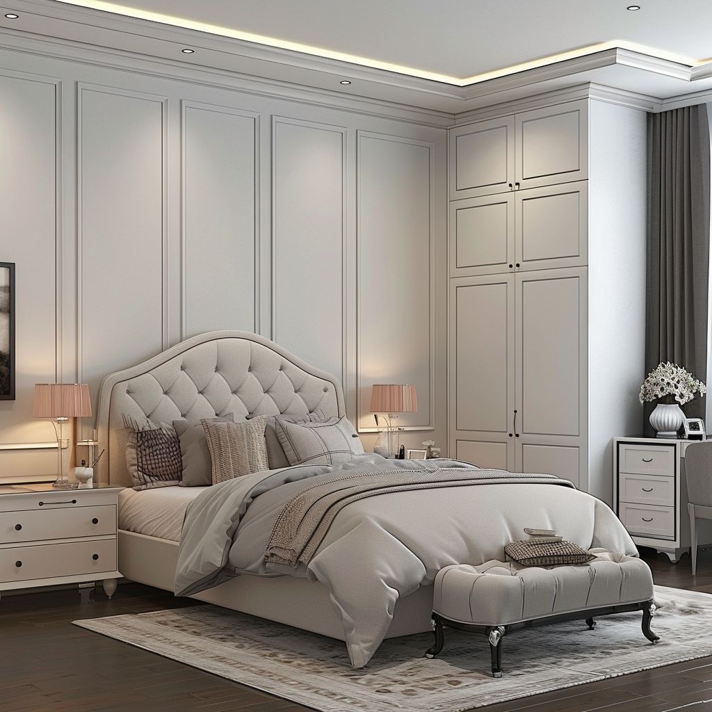 Victorian Elegance: White & Grey Bedroom Design Ideas