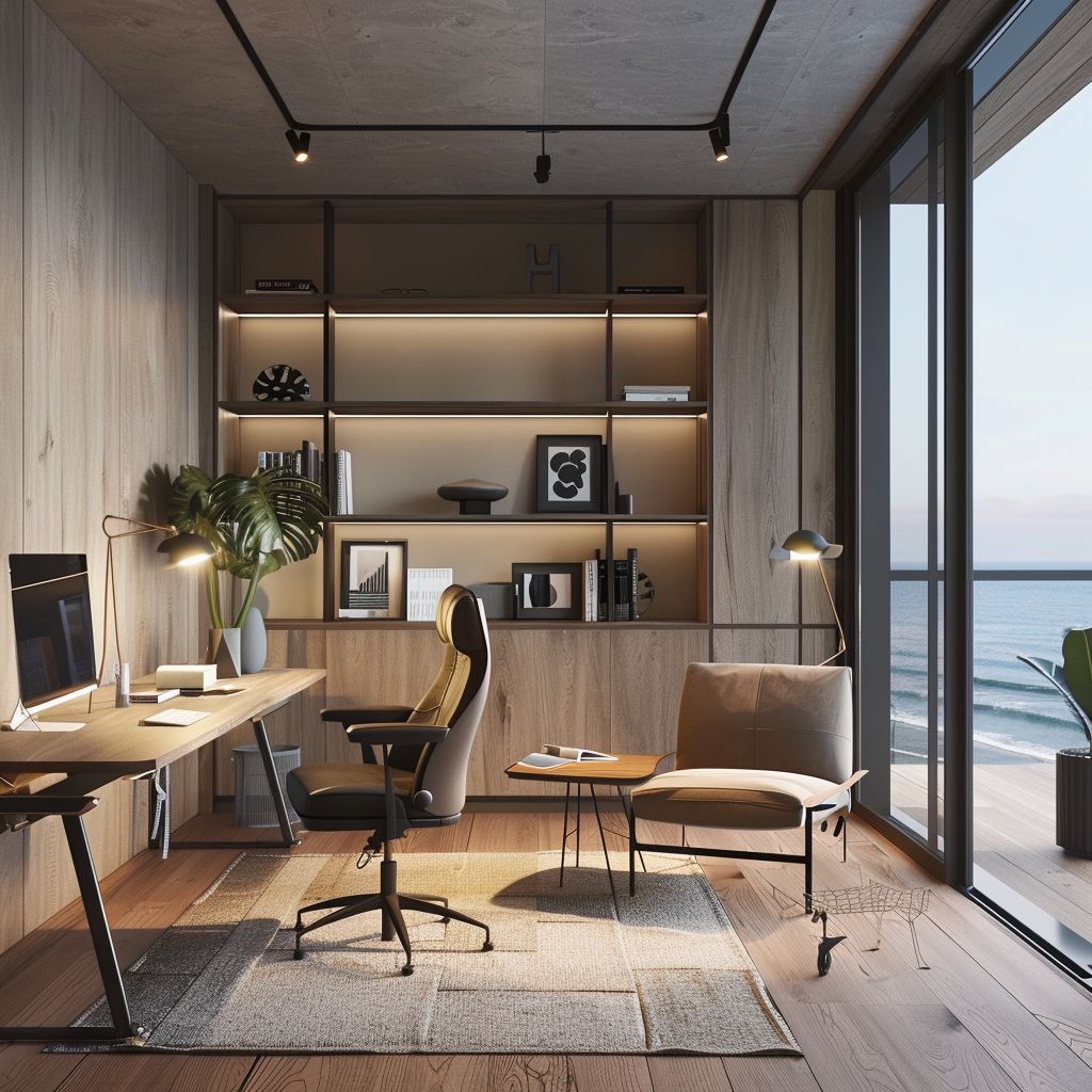 Modern Home Office with a Stunning Sea View