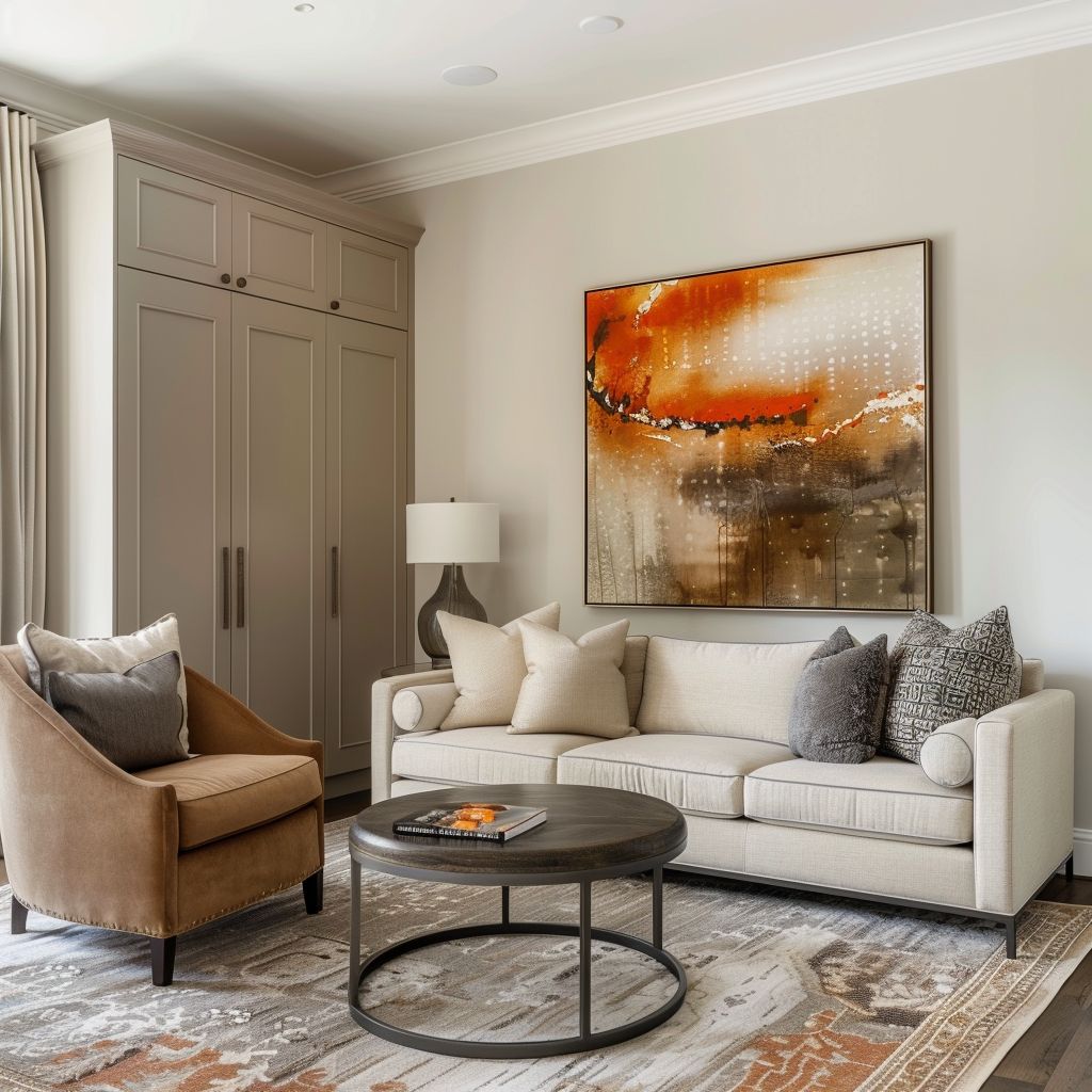 Transitional Living Room: Artful Comfort & Style