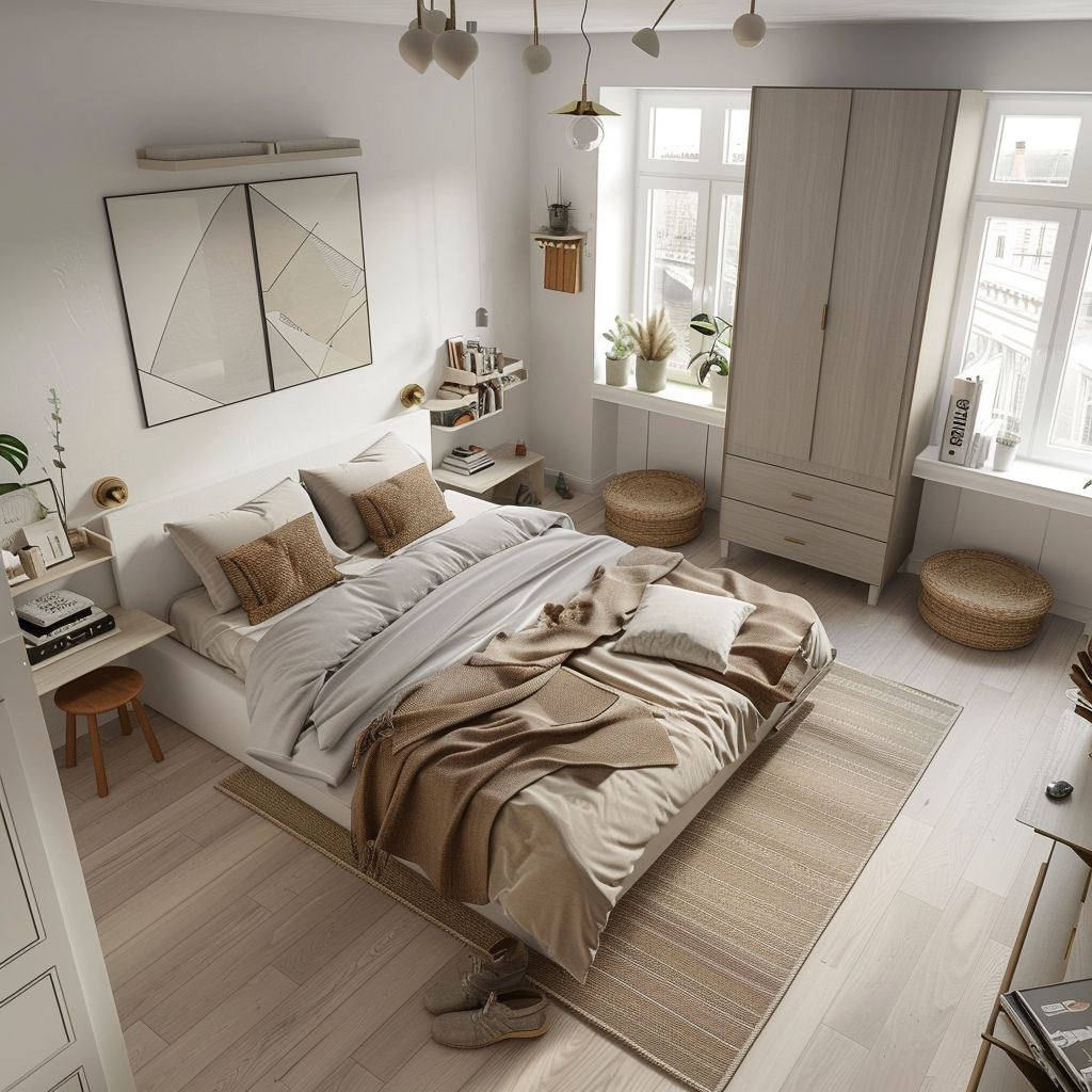 Scandinavian Bedroom Design with Multi-Functional Furniture