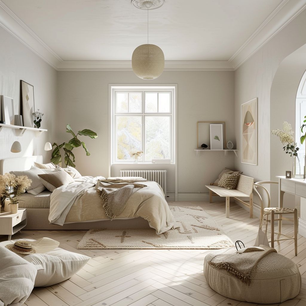 Serene Scandinavian Bedroom Design with Soft Hues