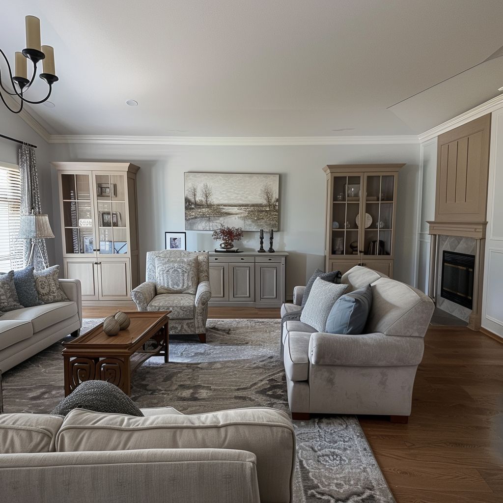 Elegant Traditional Living Room Design with Grey Tones