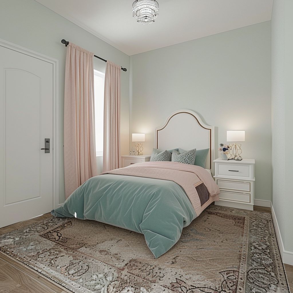 Serene Moroccan Bedroom: Light Pink, Blue & Green