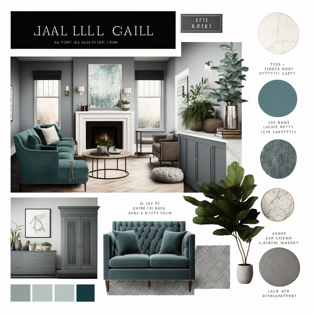 Traditional Living Room: Slate Blue, Grey & Teal Elegance