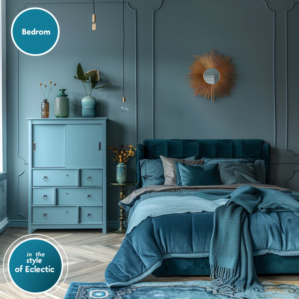 Eclectic Bedroom: Vibrant Blue, Teal & Green Fusion