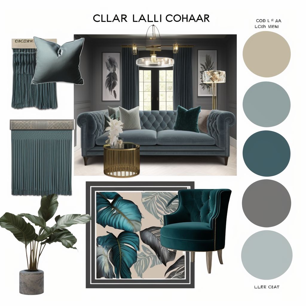 Art Deco Living Room: Slate Blue, Grey & Teal Harmony