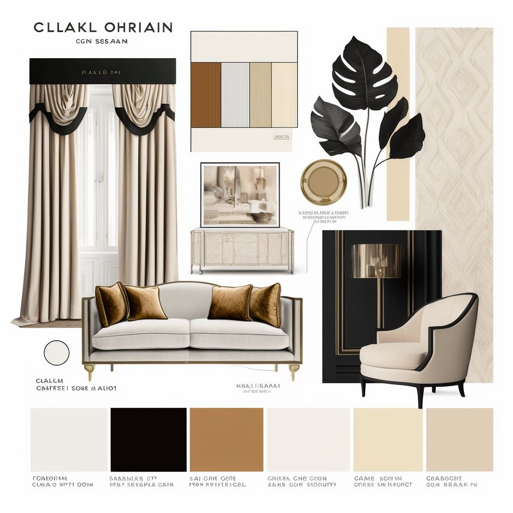 Art Deco Living Room: Tan, Beige & Black Sophistication