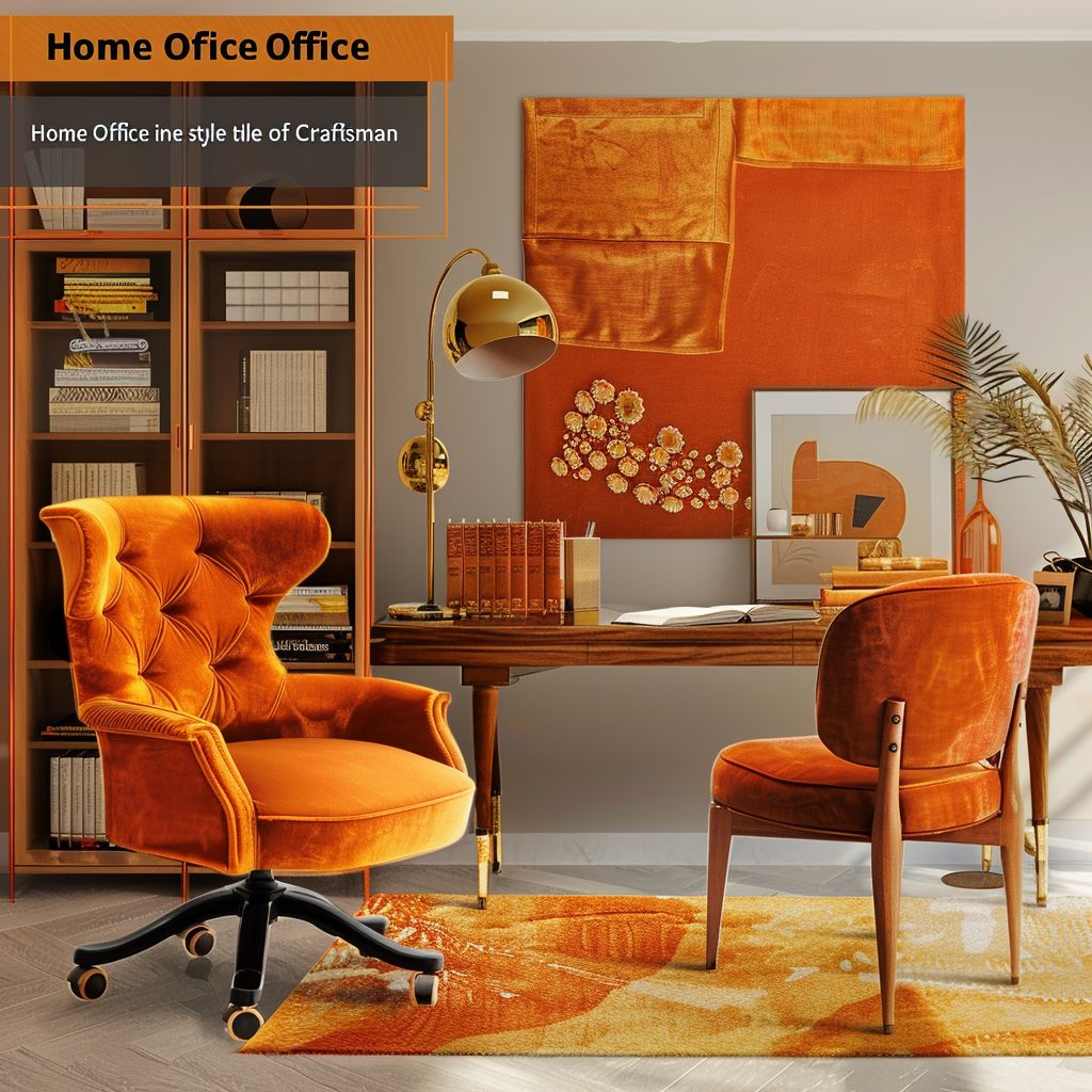 Craftsman Home Office: Rust, Terra Cotta & Mustard Yellow Harmony