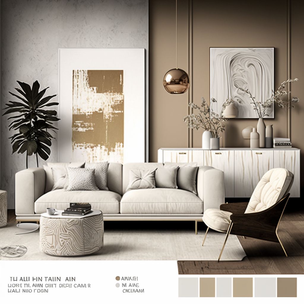 Modern Living Room: Tan, Beige & Ivory Elegance