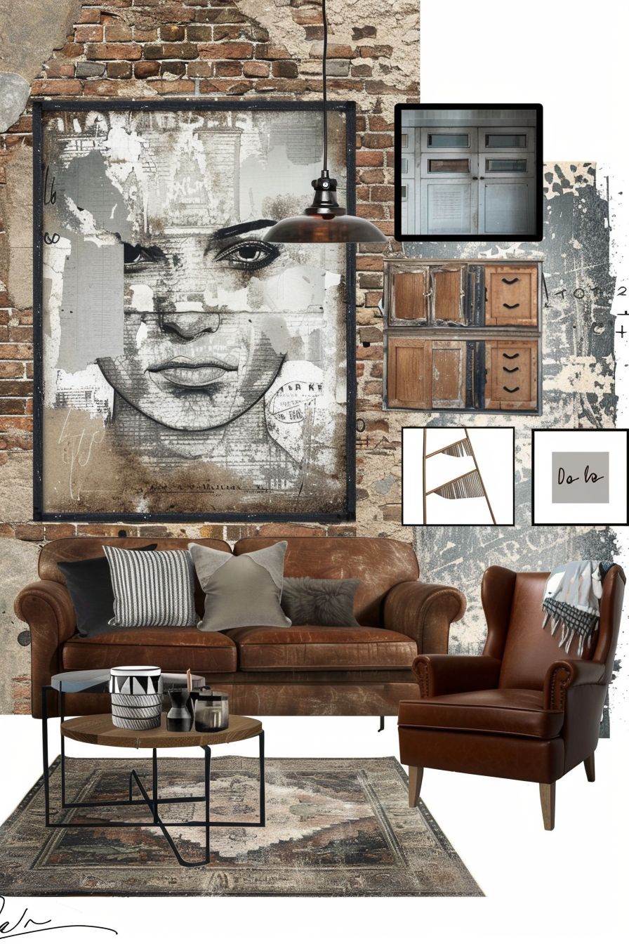 Industrial Living Room: Urban Edge & Artistic Comfort