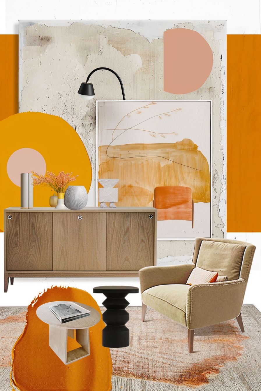 Vibrant Living Room: Yellow, Orange & Pink Bliss