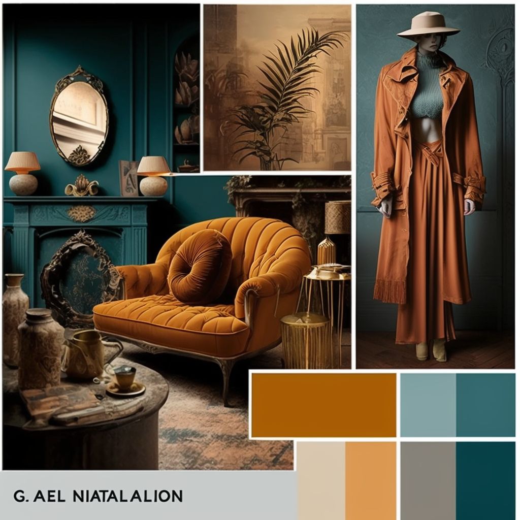 Victorian Living Room: Orange-Brown & 1920s Elegance