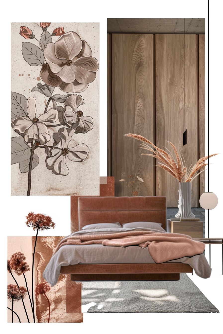 Mid-Century Modern Bedroom: Rose, Pink & Blush Elegance