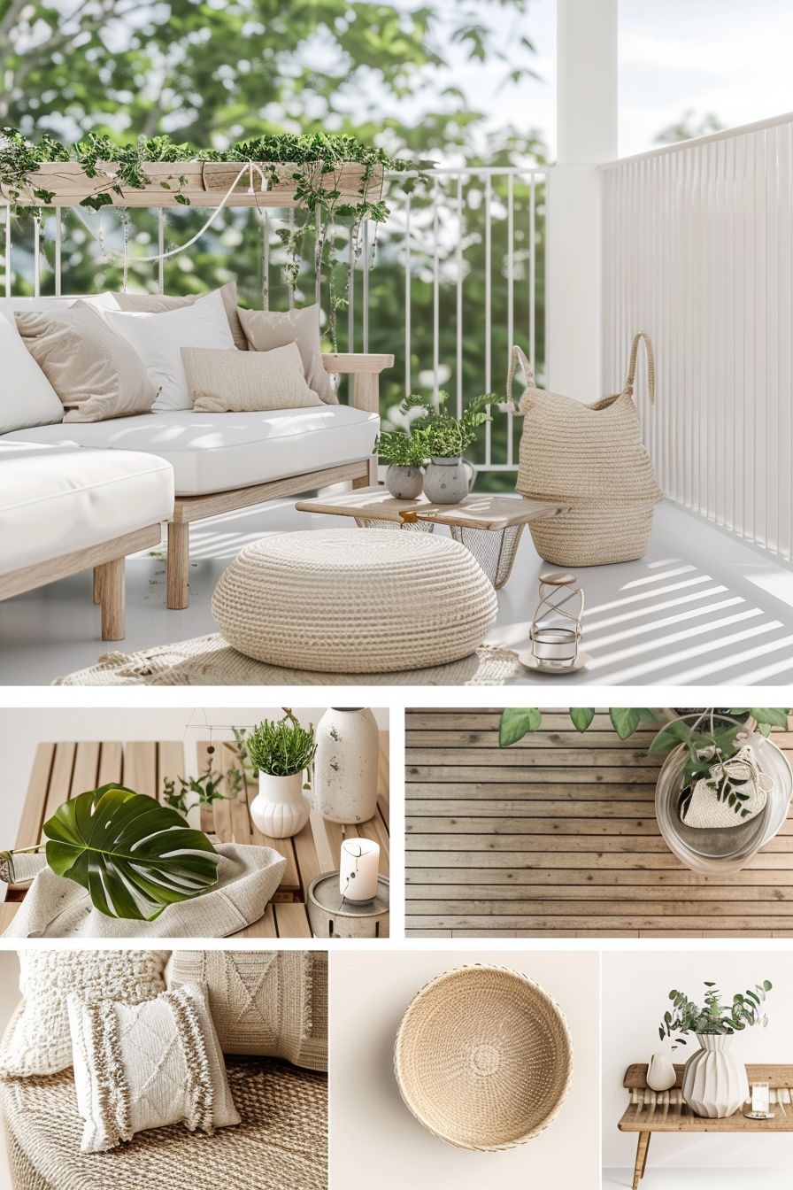 Scandinavian Balcony: White, Beige & Light Brown Serenity