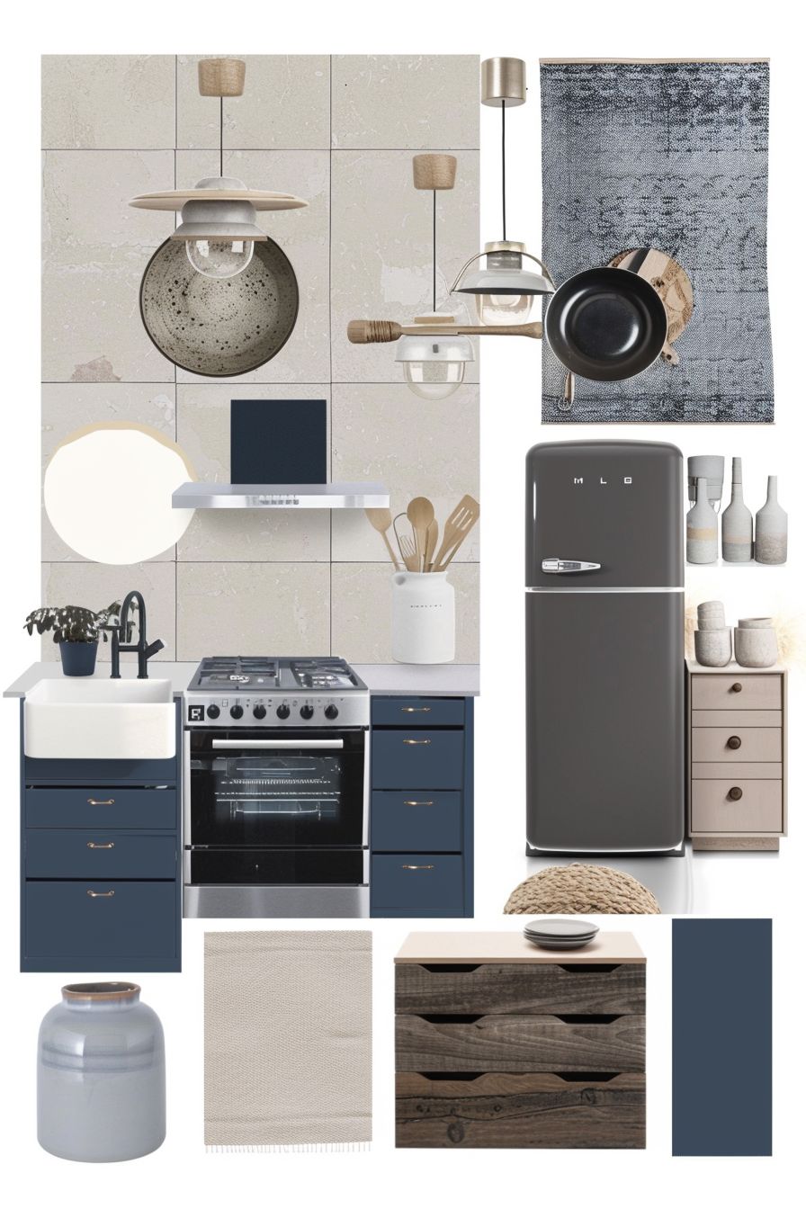 Scandinavian Kitchen: White, Off-White & Navy Blue Elegance