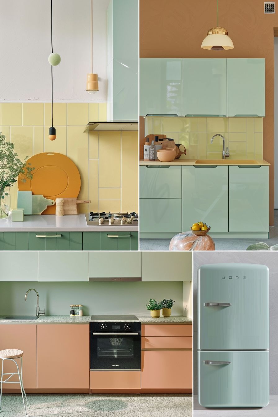 Scandinavian Kitchen: Mint Green, Light Yellow & Peach Harmony