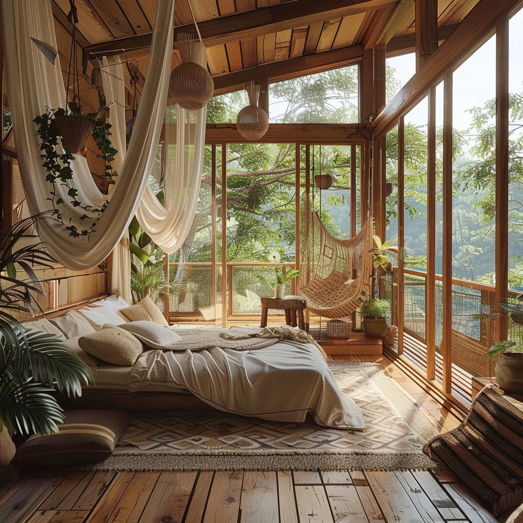 Bohemian Bedroom Design: Jungle Retreat with Treehouse Vibe