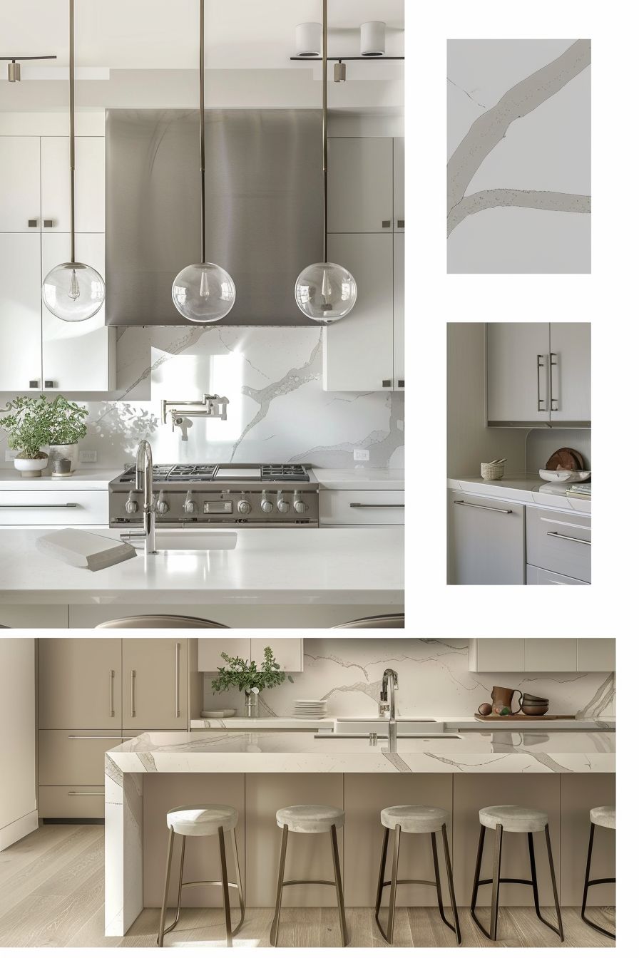 Contemporary Kitchen: Off White, Light Grey & Beige Elegance