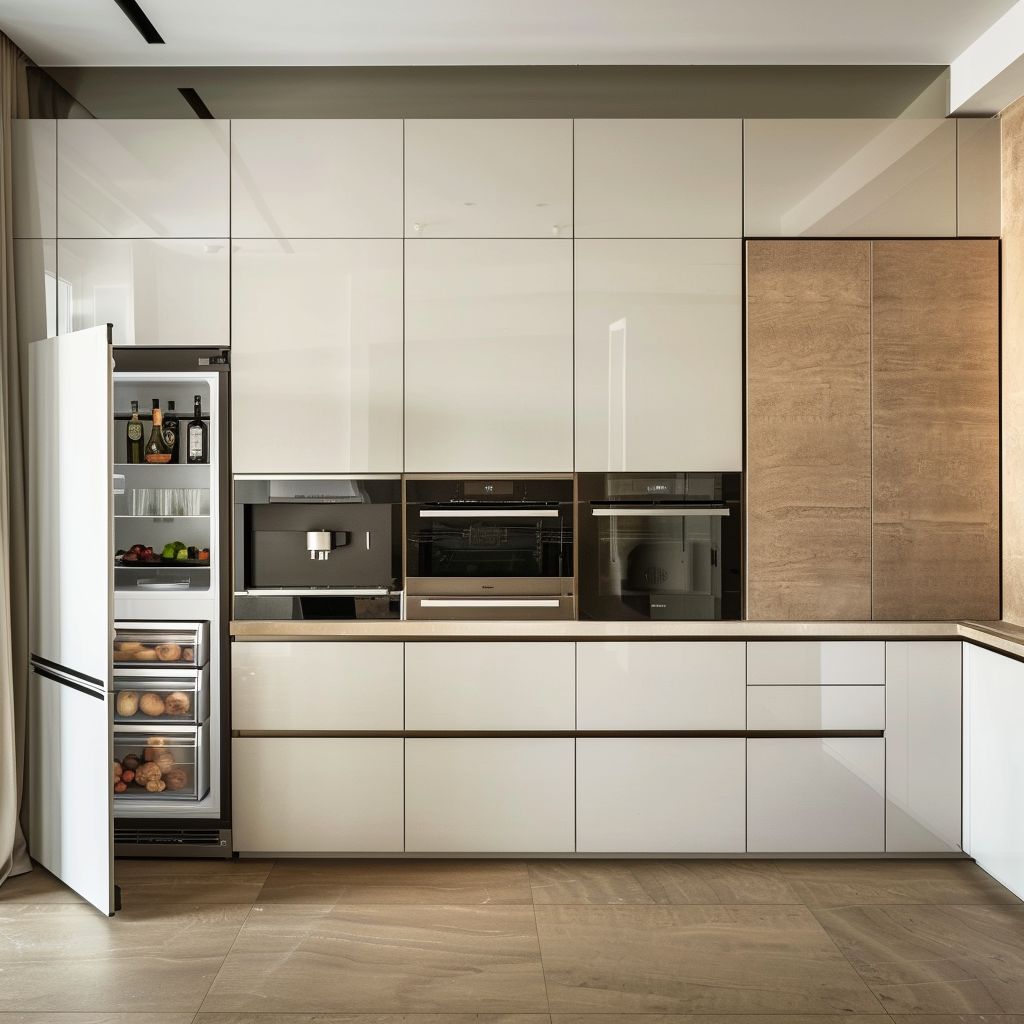 Elegant Contemporary Kitchen with Tan, Beige, and Ivory Hues