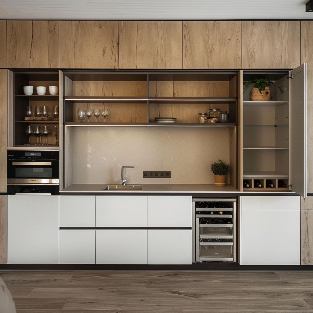 Sleek Contemporary Kitchen with Warm Tan and Ivory Hues