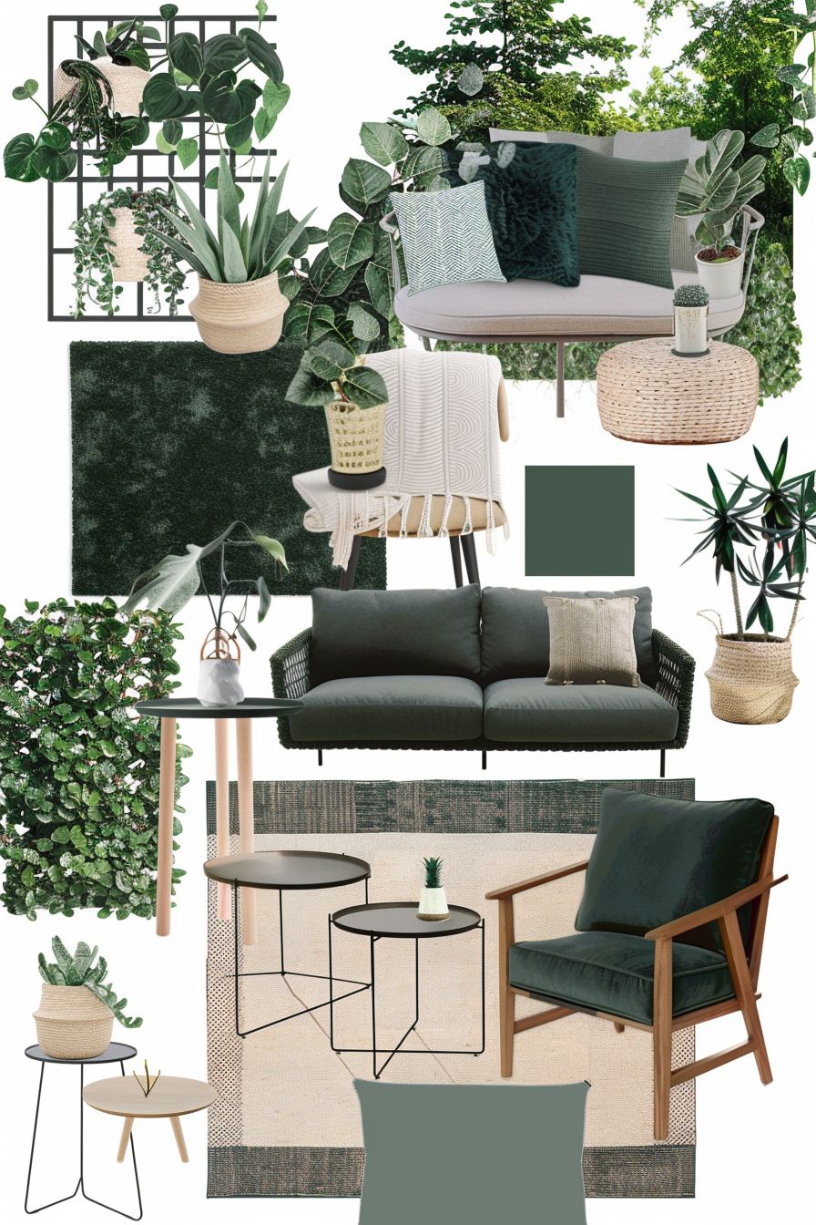 Contemporary Balcony Bliss: Green, Black & Beige