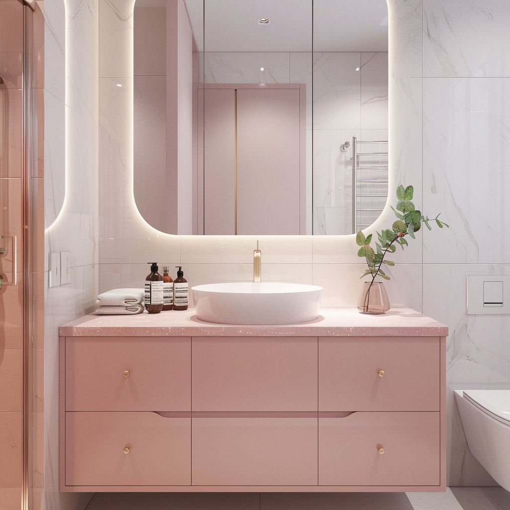 Elegant Minimalist Bathroom Design in Rose, Pink, and Blush