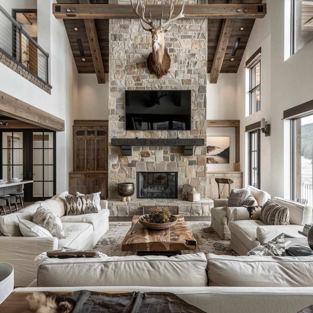 Cozy Rustic Living Room with Artwork and Classic Furniture