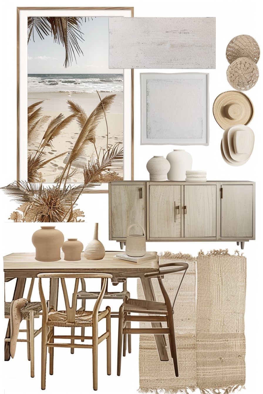 Coastal Dining Room: White, Beige & Light Brown Elegance