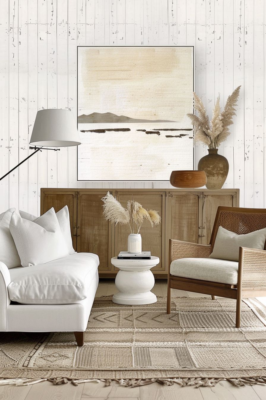 Coastal Living Room: Tranquil Whites and Beiges