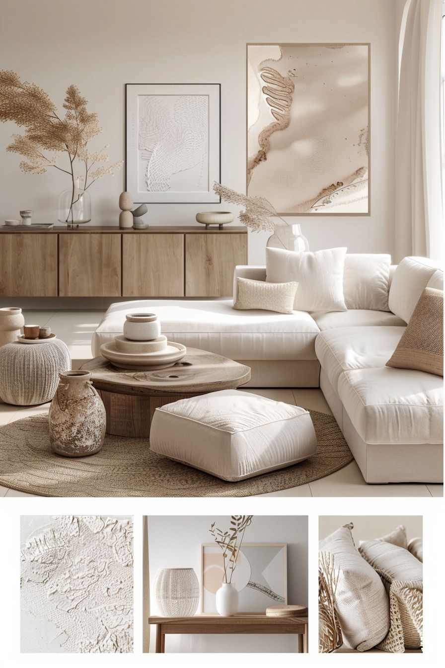 Mediterranean Living Room: A Blend of White, Beige & Light Brown