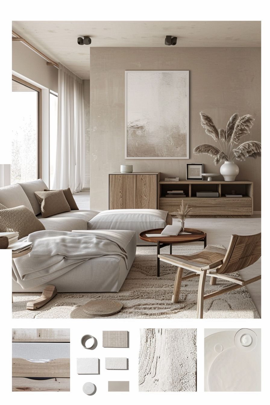 Mediterranean Living Room: Serenity in White, Beige & Light Brown