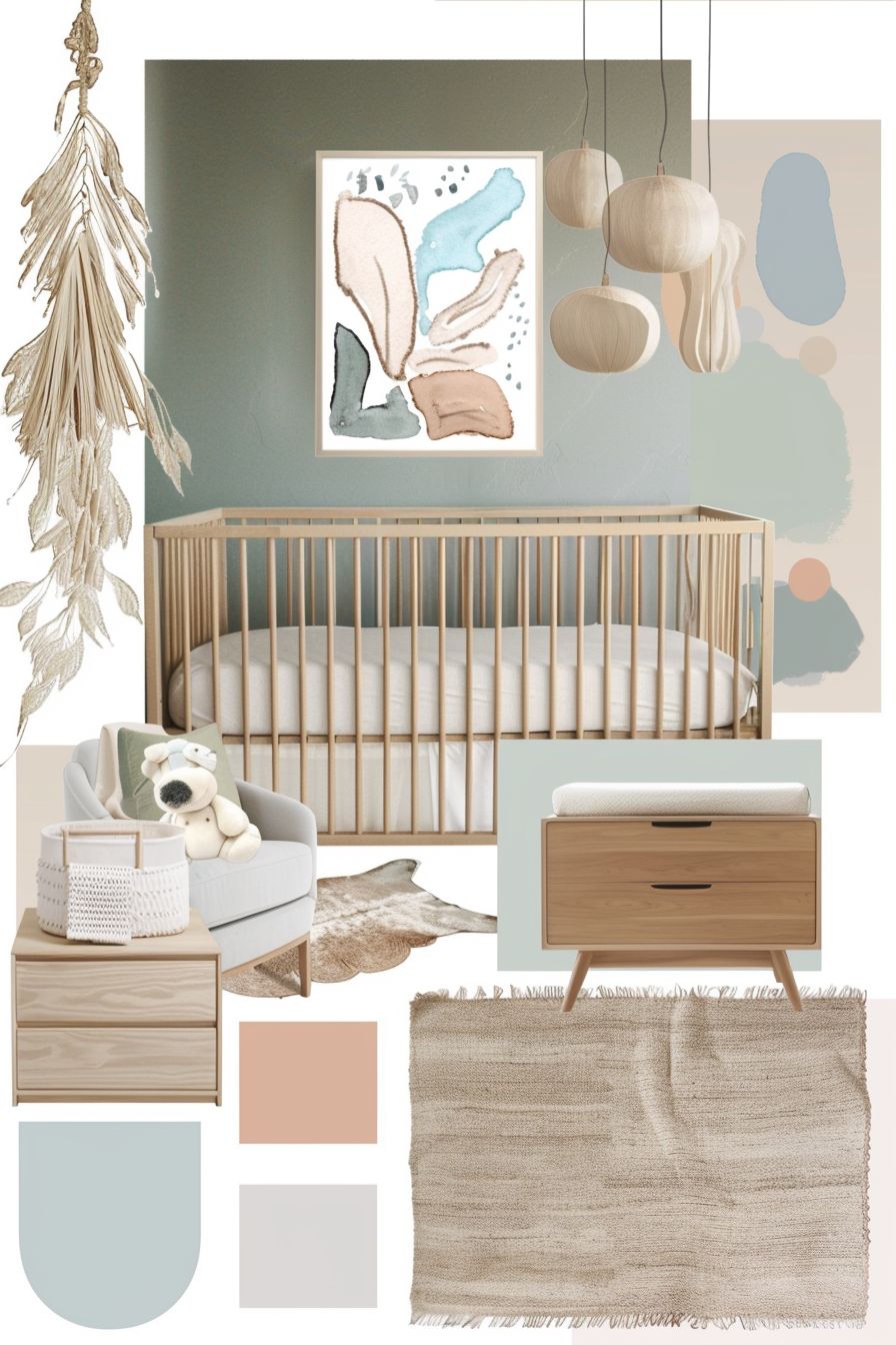 Modern Nursery Design: Light Pink, Blue & Green Serenity