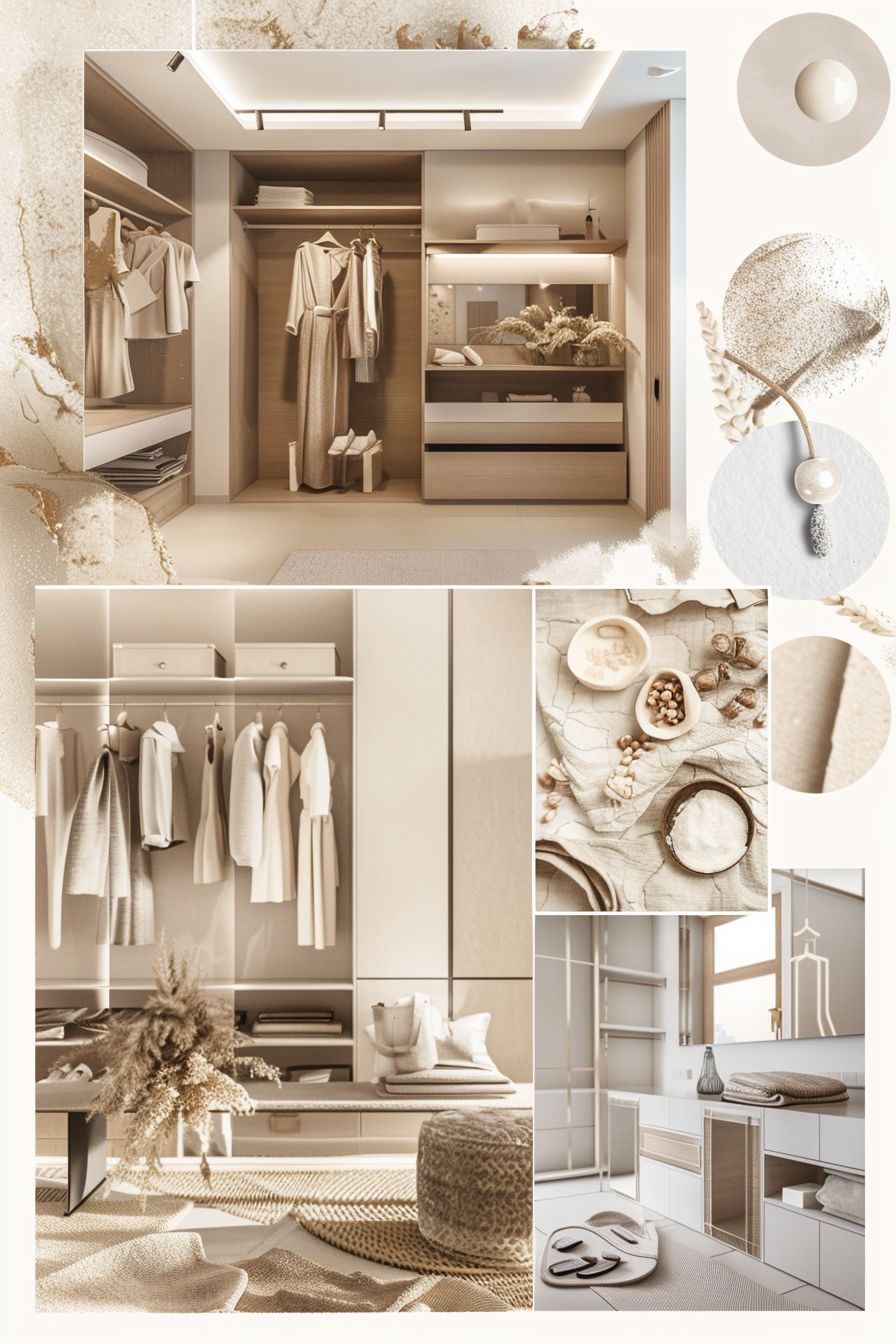 Modern Closet Design: White, Beige & Light Brown Elegance