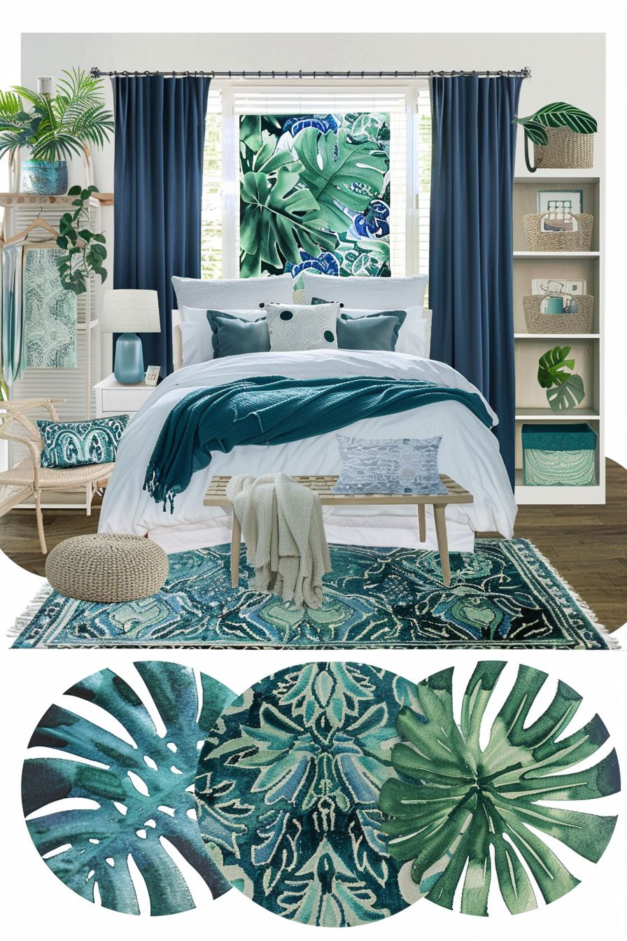 Bohemian Bedroom Bliss: Blue, Green & Purple Harmony