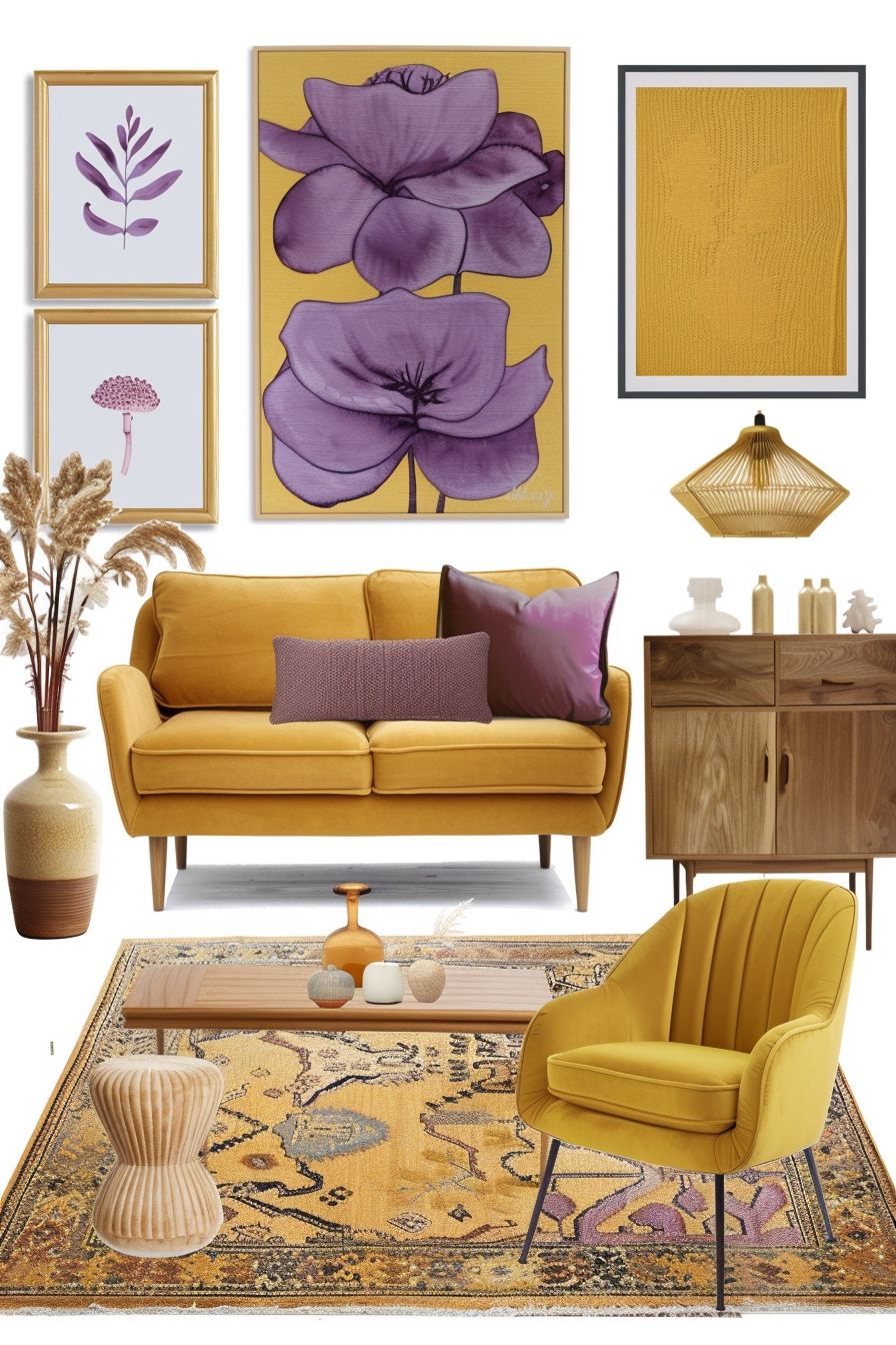 Southwestern Living Room: Purple & Mustard Yellow Bliss