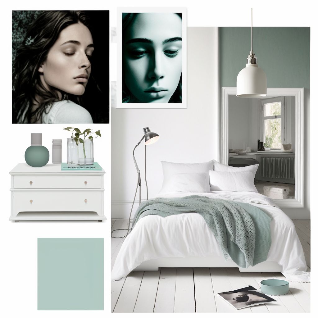 Minimalist White and Teal Bedroom Design