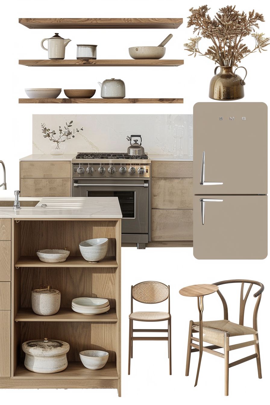 Transitional Kitchen Design: Elegance in White, Beige, and Brown