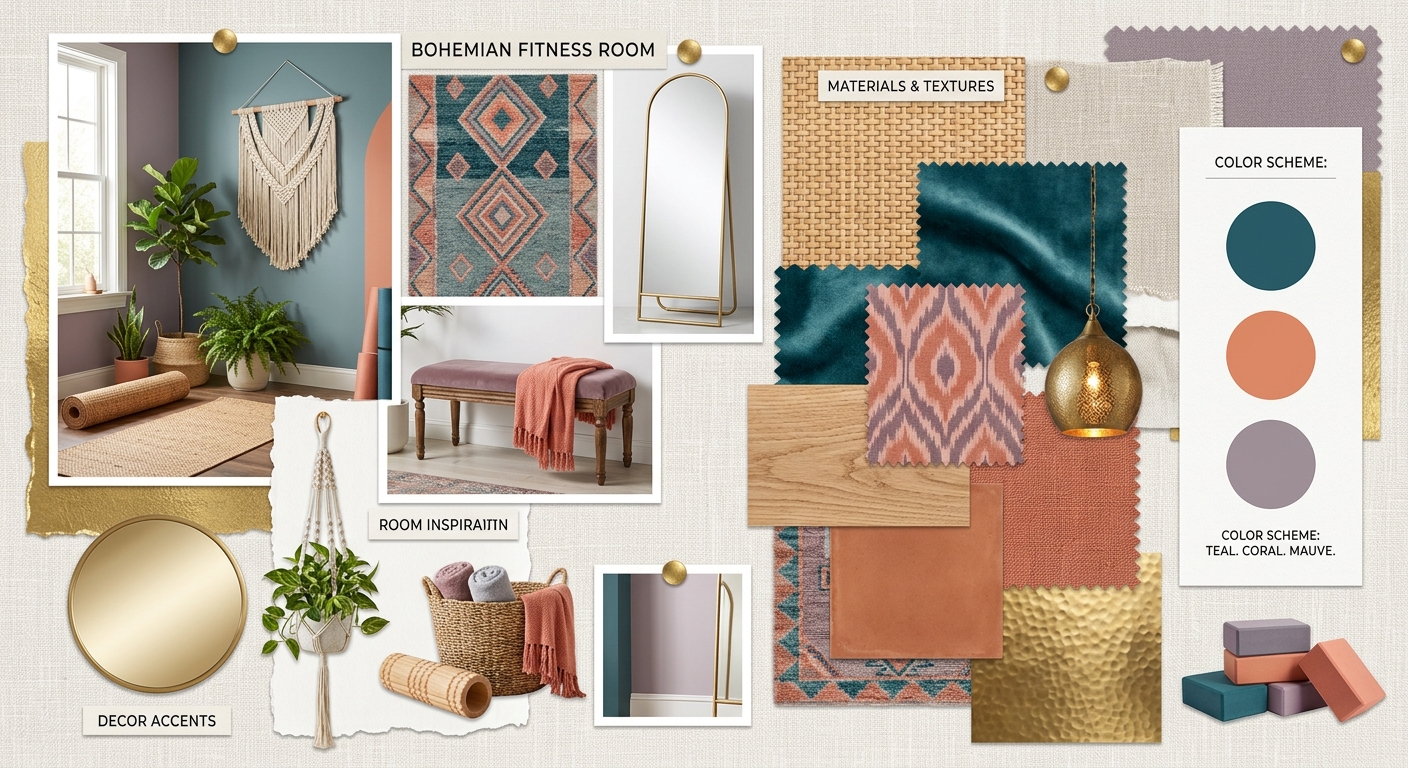 Transform Your Fitness Room: Bohemian Bliss with Teal, Coral, and Mauve