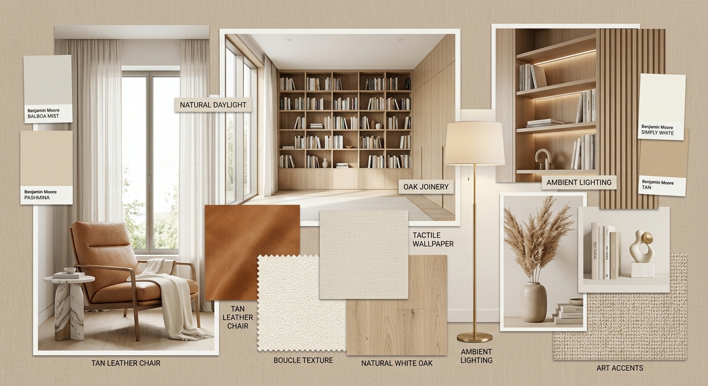 Modern Tranquility: A Stylish Escape in Your Home Library