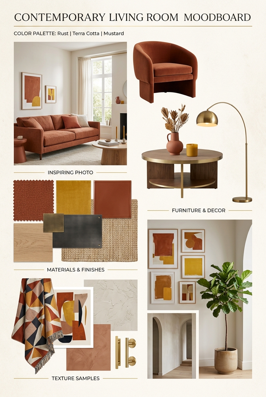 Transform Your Living Space: Contemporary Living Room with Warm Hues