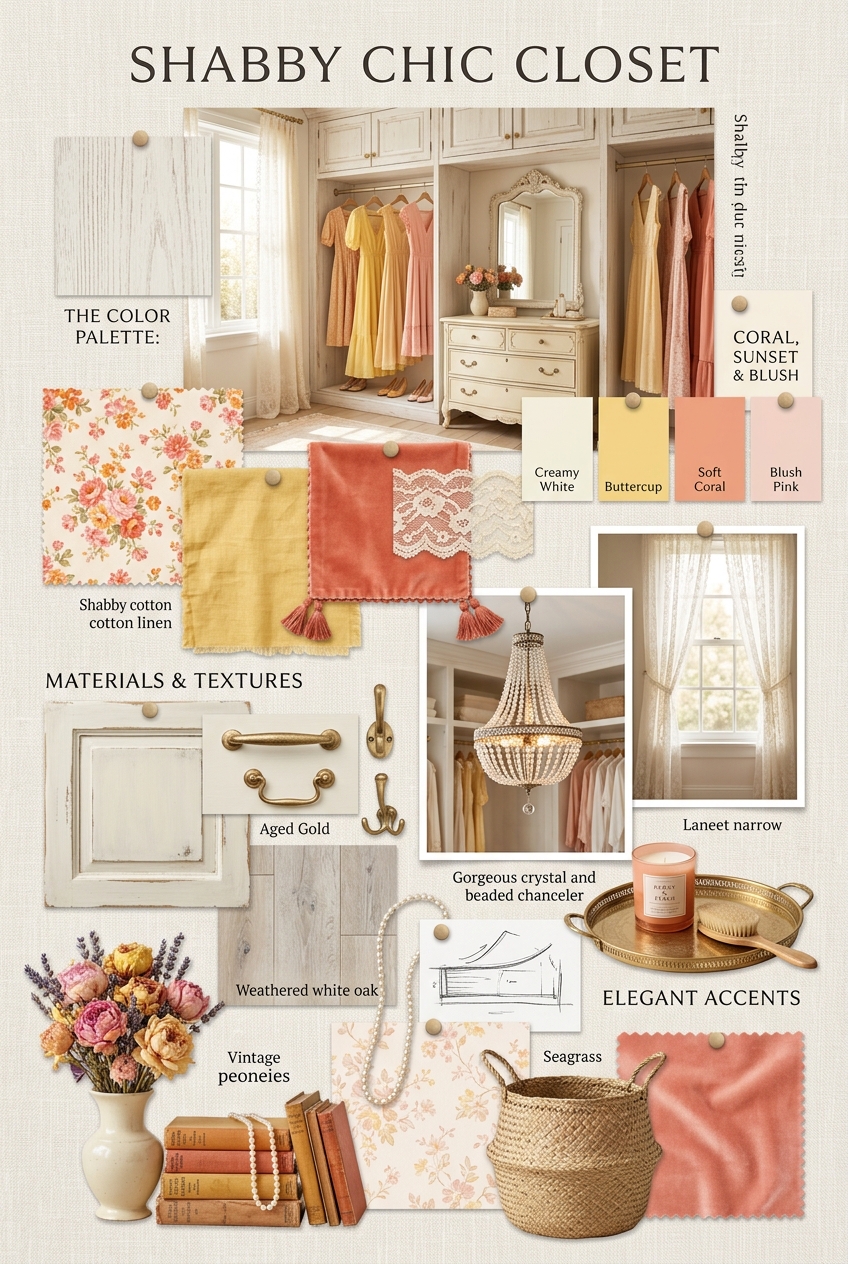 Transform Your Closet with Shabby Chic Charm: A Vibrant Mood Board