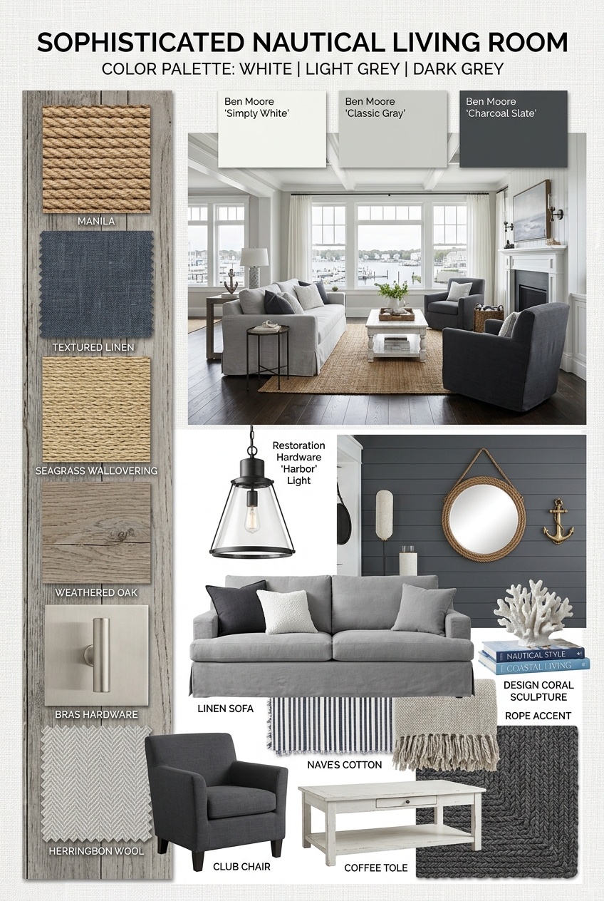 Sail into Serenity: Nautical Living Room Design
