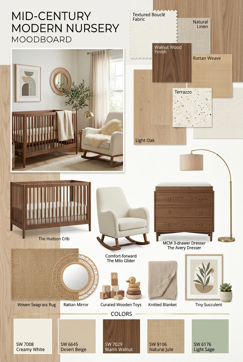 Dreamy Mid-Century Modern Nursery Oasis