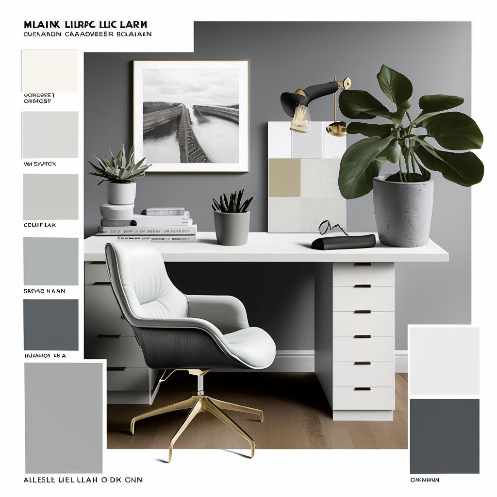 Modern Home Office Design: Sleek White & Grey Workspace