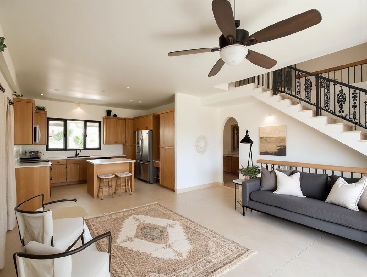 Tropical Kitchen with Open Concept & Cozy Living Space