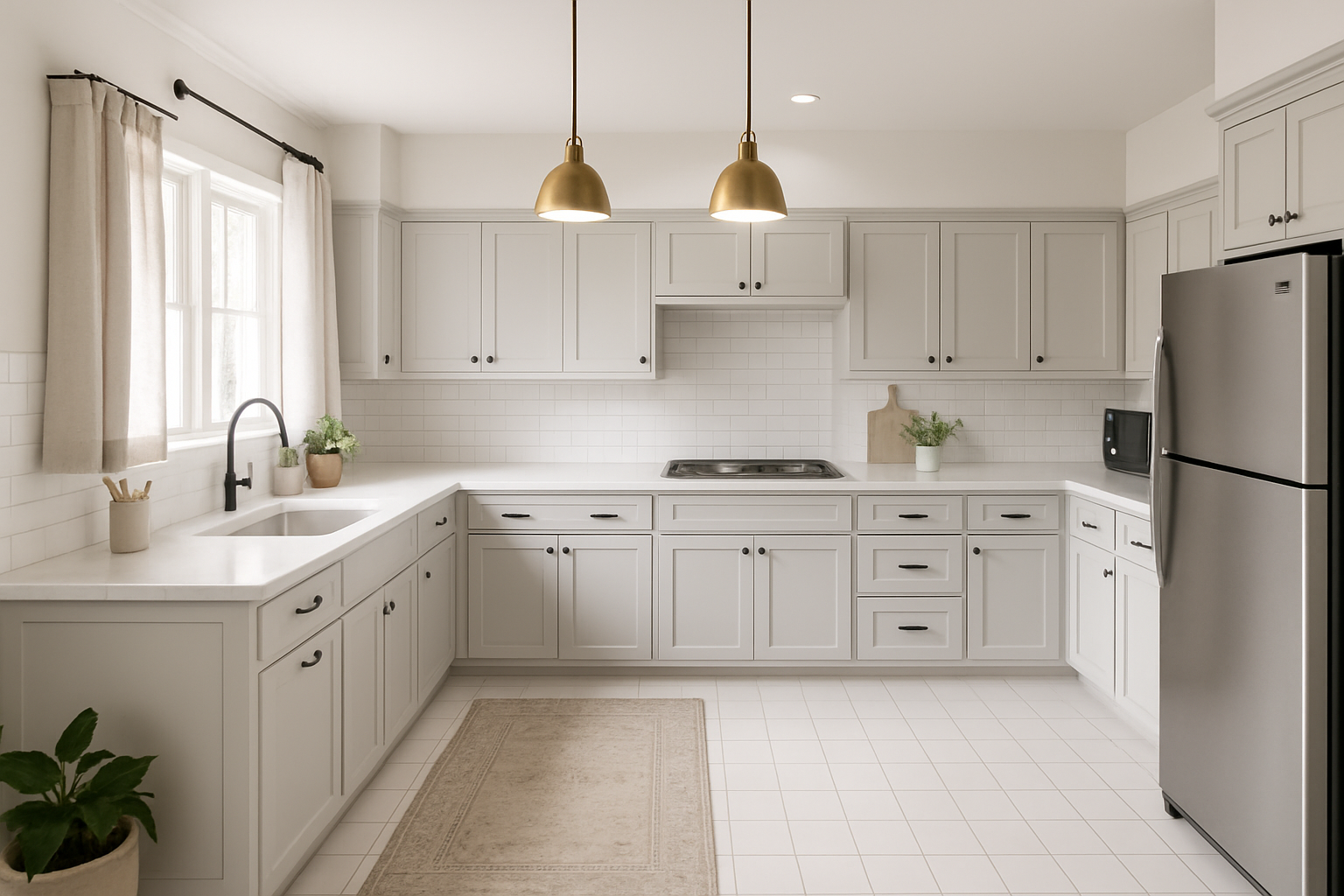Charming Traditional Kitchen in White & Grey