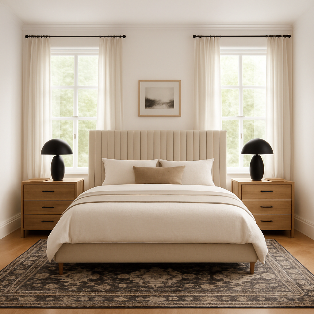 Modern Bedroom Bliss: Serenity in White, Beige & Light Brown
