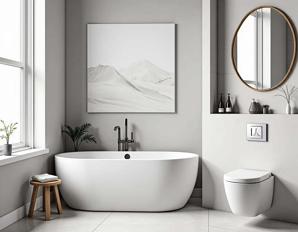Serene Scandinavian Bathroom Design: Elegance in Grey Hues