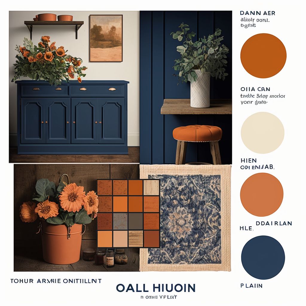 Farmhouse Mudroom Charm: Navy Blue & Burnt Orange