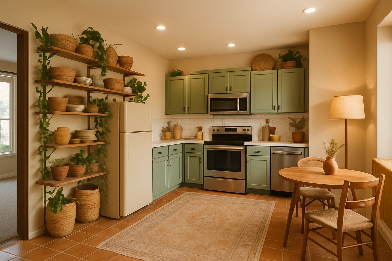 Bohemian Kitchen Bliss: Mustard & Sage Green Charm